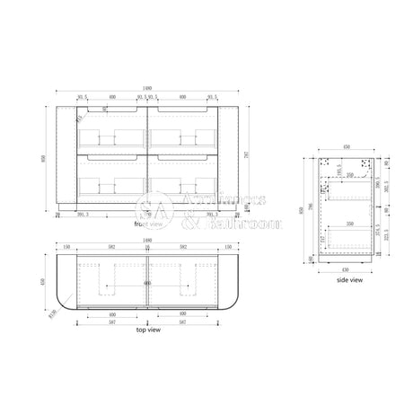 Aulic 1500mm Curva Floorstanding Vanity Cabinet Only CA57-1500 Vanity Units