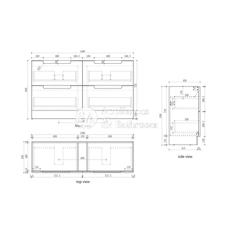 Aulic 1500mm Lovina Floorstanding Vanity with Solid Surface Top Snow Top Double Basin CA56-1500D-CT28 Vanity Units