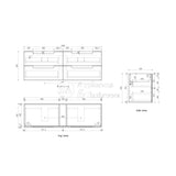 Aulic 1500mm Lovina Tier Single/Double Bowl Wall Hung Vanity CAWH55-1500 Vanity Units