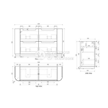 Aulic 1500mm Varcelli Floorstanding Vanity Cabinet Only Snow Top CA58-1500-ST Vanity Units