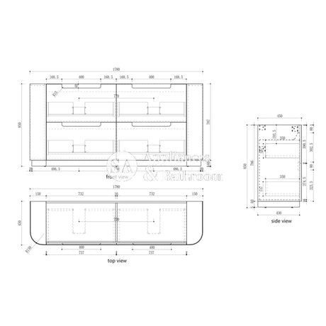 Aulic 1800mm Curva Floorstanding Vanity Cabinet Only CA57-1800 Vanity Units