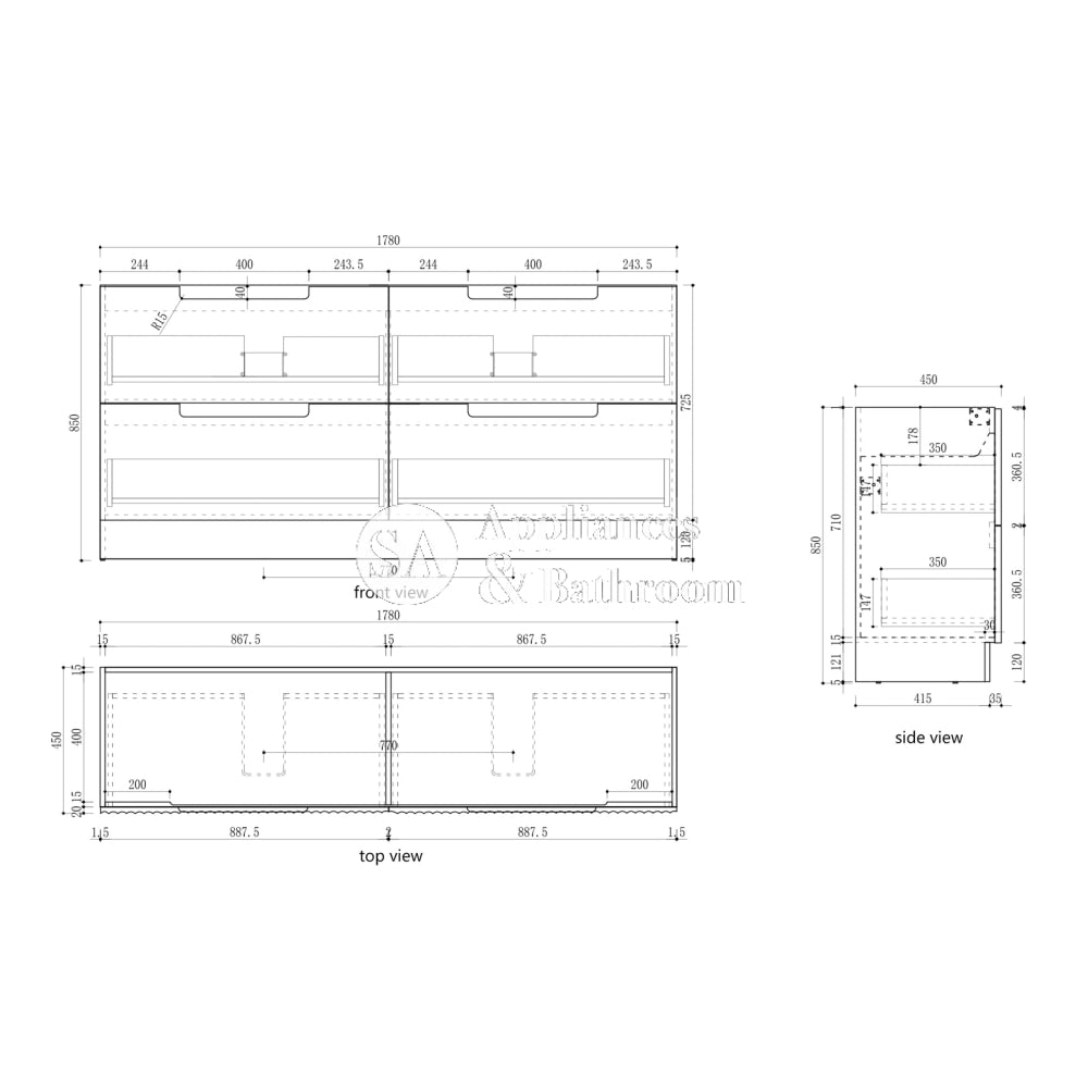 Aulic 1800mm Lovina Floorstanding Vanity Cabinet Only CA56-1800 Vanity Units