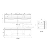 Aulic 1800mm Lovina Tier Single/Double bowl Wall Hung Vanity CAWH55-1800 Vanity Units
