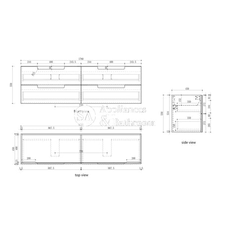 Aulic 1800mm Lovina Tier Single/Double bowl Wall Hung Vanity CAWH55-1800 Vanity Units