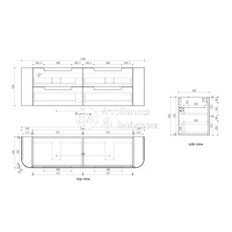 Aulic 1800mm Varcelli Tier Wall Hung Vanity CAWH54-1800-ST Vanity Units