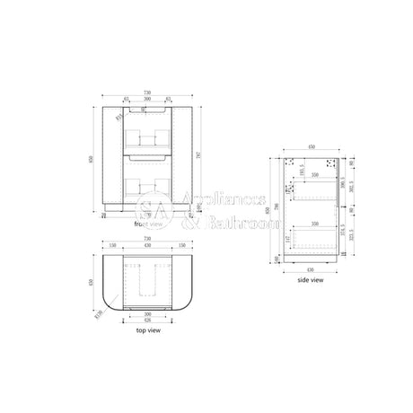 Aulic 750mm Curva Floorstanding Vanity with Solid Surface Top Cabinet Only CA57-750 Vanity Units