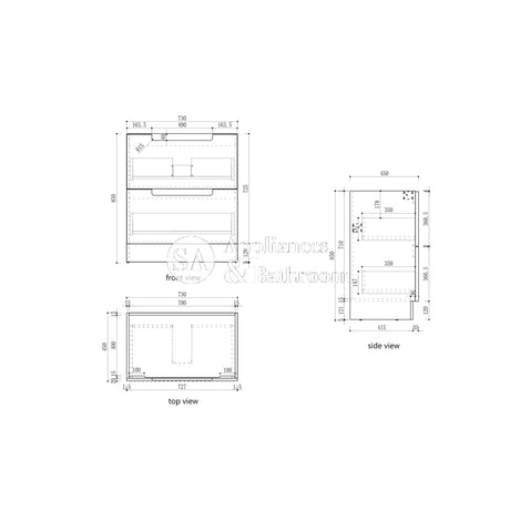 Aulic 750mm Lovina Floorstanding Vanity with Solid Surface Top Alpine Top CA56-750-CT28 Vanity Units