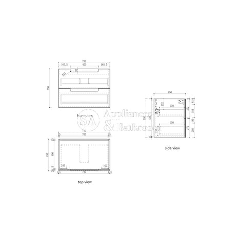 Aulic 750mm Lovina Tier Wall Hung Vanity CAWH55-750 Vanity Units