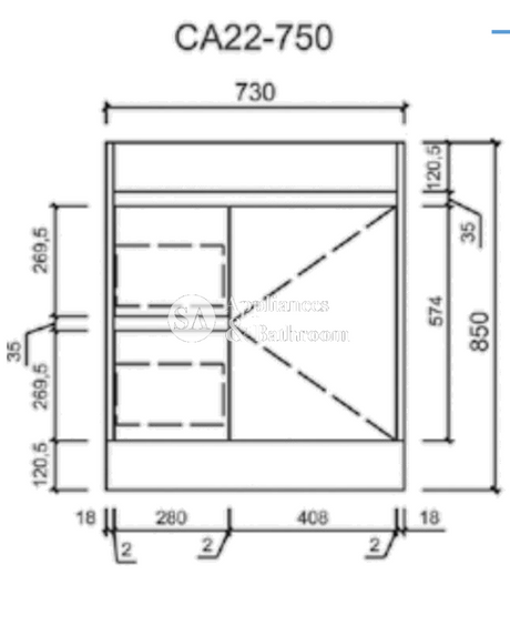 Aulic 750mm Maya Freestanding Vanity CA22-750 Vanity Units