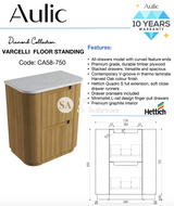 Aulic 750mm Varcelli Floorstanding Vanity with Solid Surface Top Cabinet Only CA58-750 Vanity Units