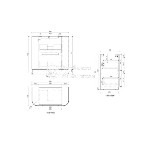 Aulic 900mm Curva Floorstanding Vanity with Solid Surface Top Alpine Top,CA57-900-ST86FT Vanity Units