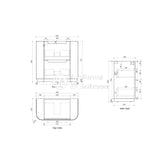 Aulic 900mm Curva Floorstanding Vanity with Solid Surface Top Cabinet Only CA57-900 Vanity Units