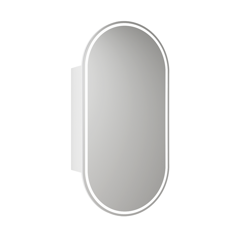 Aulic Beau Monde Oblong LED Matte White Shaving Cabinet 450 x 900mm LSCBM-450-MW Mirrors & Cabinets