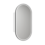 Aulic Beau Monde Oblong LED Matte White Shaving Cabinet With Matte Black Frame 400 x 900mm LSCBM-450-MW-MB Matte Black