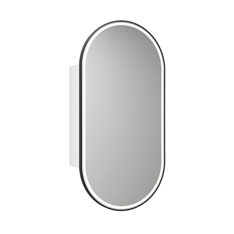 Aulic Beau Monde Oblong LED Matte White Shaving Cabinet With Matte Black Frame 400 x 900mm LSCBM-450-MW-MB Matte Black