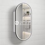 Aulic Beau Monde Oblong LED Matte White Shaving Cabinet With Matte Black Frame 400 x 900mm LSCBM-450-MW-MB Matte Black