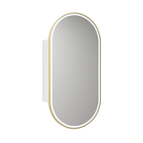 Aulic Beau Monde Oblong LED Matte White Shaving Cabinet With Brushed Gold Frame 450 x 900mm LSCBM-450-MW-BG Mirrors &