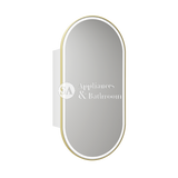 Aulic Beau Monde Oblong LED Matte White Shaving Cabinet With Brushed Gold Frame 450 x 900mm LSCBM-450-MW-BG Mirrors &