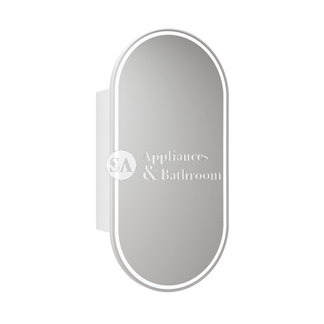 Aulic Beau Monde Oblong LED Matte White Shaving Cabinet With Brushed Nickel Frame 450 x 900mm LSCBM-450-MW-BN Brushed