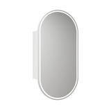 Aulic Beau Monde Oblong LED Matte White Shaving Cabinet With Brushed Nickel Frame 450 x 900mm LSCBM-450-MW-BN Brushed