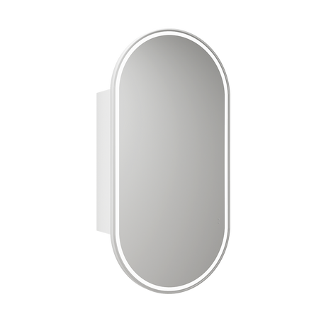 Aulic Beau Monde Oblong LED Matte White Shaving Cabinet With Brushed Nickel Frame 450 x 900mm LSCBM-450-MW-BN Brushed