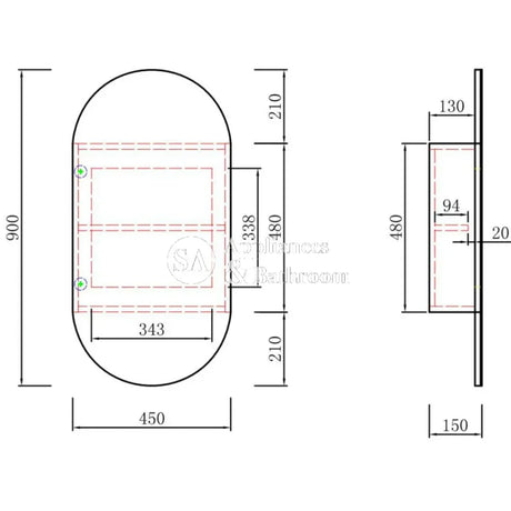 Aulic Beau Monde Oblong Matte White Shaving Cabinet 450 x 900mm SCBM-450-MW Matte White Mirrors & Cabinets