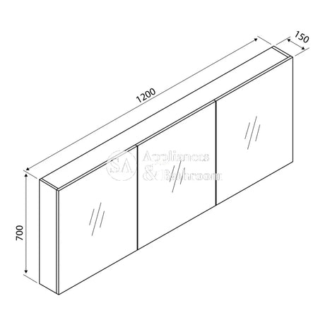 Aulic Bella Shaving Cabinet Without Side Boards 1200mm CASCXX-1200 1200 Mirrors & Cabinets