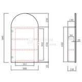 Aulic Canterbury Arch Carita Shaving Cabinet 500 x 900mm SCCAN-500-CR Mirrors & Cabinets