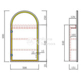 Aulic Canterbury Arch LED Carita Shaving Cabinet 500 x 900mm LSCCAN-500-CR Mirrors & Cabinets