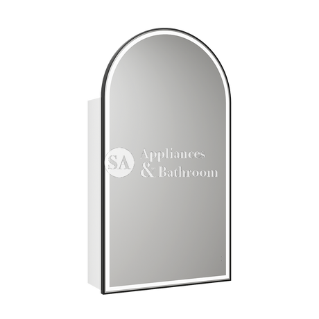Aulic Canterbury Arch LED Matte White Shaving Cabinet With Matte Black Frame 500 x 900mm LSCCAN-500-MW-MB Matte Black
