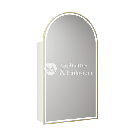 Aulic Canterbury Arch LED Matte White Shaving Cabinet With Brushed Gold Frame 500 x 900mm LSCCAN-500-MW-BG Brushed Gold