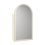 Aulic Canterbury Arch LED Matte White Shaving Cabinet With Brushed Gold Frame 500 x 900mm LSCCAN-500-MW-BG Brushed Gold