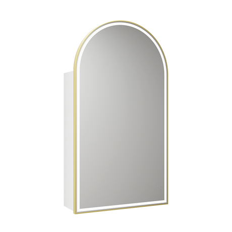Aulic Canterbury Arch LED Matte White Shaving Cabinet With Brushed Gold Frame 500 x 900mm LSCCAN-500-MW-BG Brushed Gold