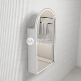 Aulic Canterbury Arch LED Matte White Shaving Cabinet With Brushed Nickel Frame 500 x 900mm LSCCAN-500-MW-BN Brushed