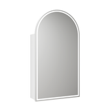Aulic Canterbury Arch LED Matte White Shaving Cabinet With Brushed Nickel Frame 500 x 900mm LSCCAN-500-MW-BN Brushed