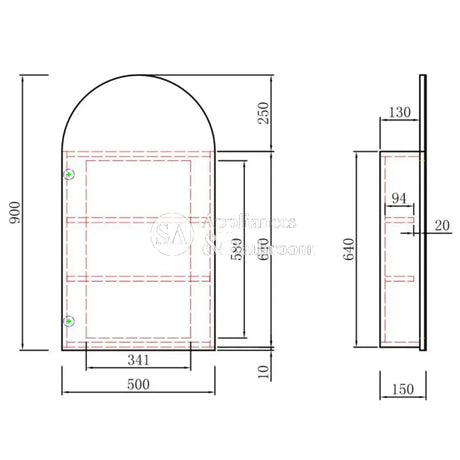 Aulic Canterbury Arch Matte White Shaving Cabinet 500 x 900mm SCCAN-500-MW Matte White Mirrors & Cabinets
