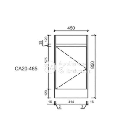 Aulic Revit 450mm Floorstanding Vanity With Ceramic Top CA20-465-CT26 Vanity Units