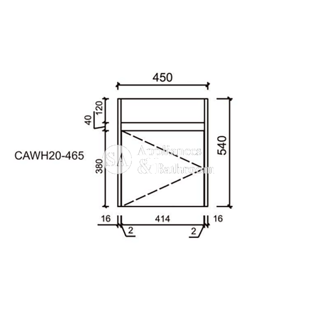 Aulic Revit 450mm Wall Hung Vanity With Ceramic Top CAWH20-465-CT26 Vanity Units