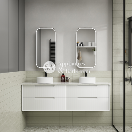 Aulic Vienna LED Matte White Shaving Cabinet 450 x 900mm LSCVIE-450-MW Frameless Mirrors & Cabinets