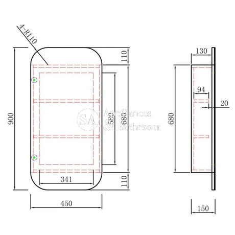 Aulic Vienna Max Shaving Cabinet 450 x 900mm SCVIE-450-MAX Max Mirrors & Cabinets
