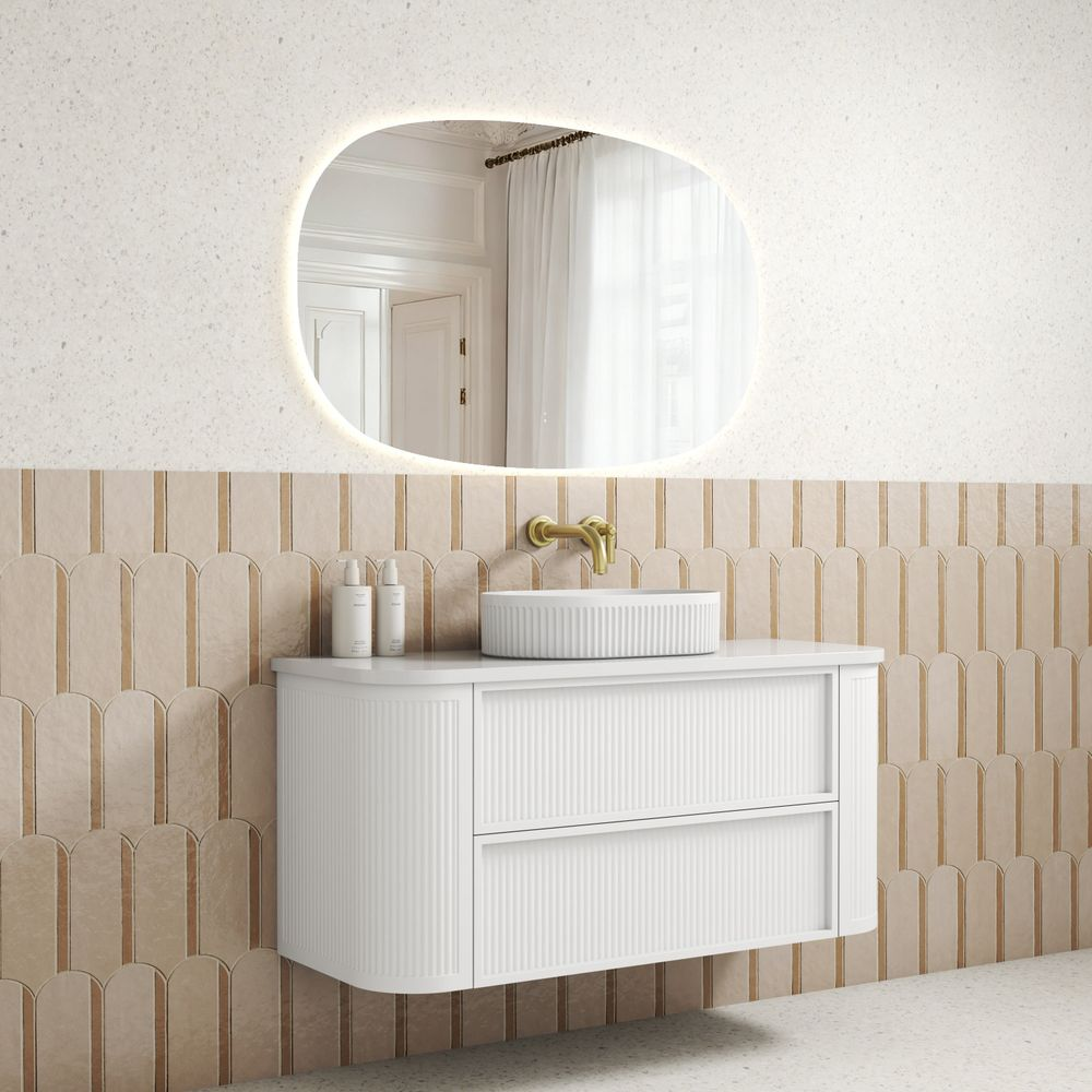 Aulic 1200mm RM1200WMWF Ramee Fluted Wall Hung Vanity, Matte White