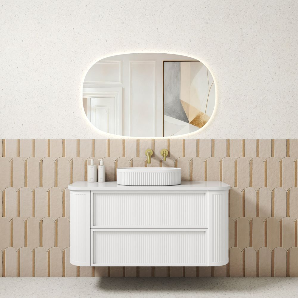 Aulic 1200mm RM1200WMWF Ramee Fluted Wall Hung Vanity, Matte White
