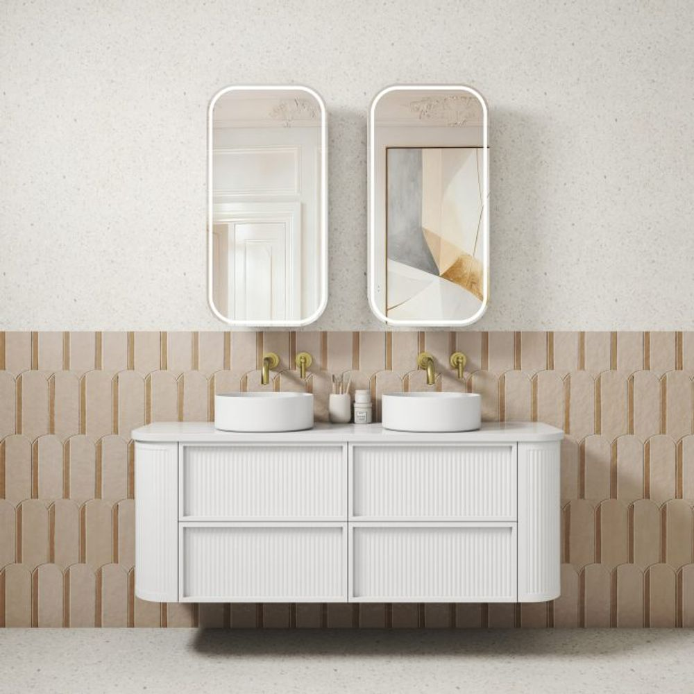 Aulic 1500mm RM1500WMWF Ramee Fluted Wall Hung Vanity, Matte White