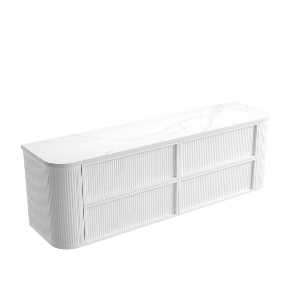 Aulic 1800mm RM1800WMWF Ramee Fluted Wall Hung Double Vanity, Matte White