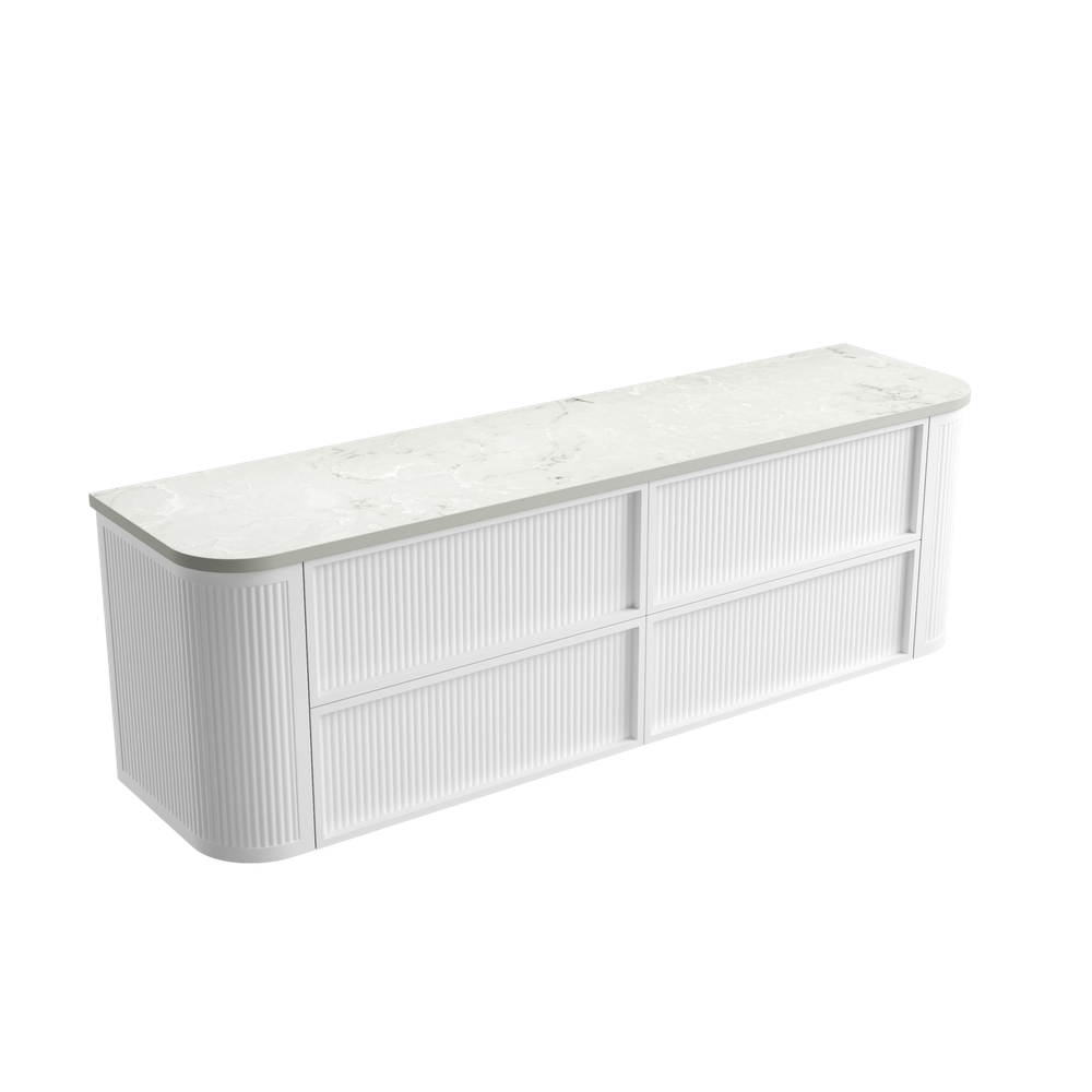Aulic 1800mm RM1800WMWF Ramee Fluted Wall Hung Double Vanity, Matte White