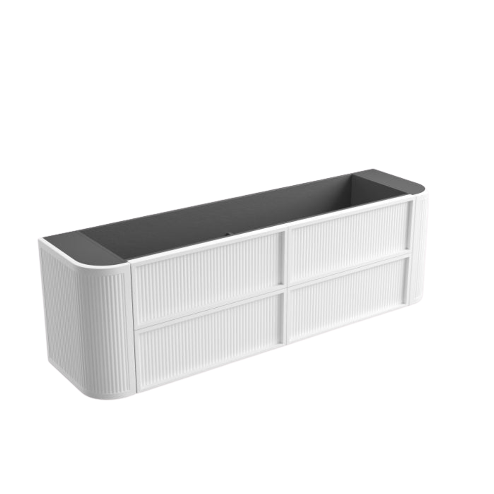 Aulic 1800mm RM1800WMWF Ramee Fluted Wall Hung Double Vanity, Matte White