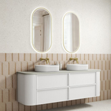 Aulic 1800mm RM1800WMWF Ramee Fluted Wall Hung Double Vanity, Matte White