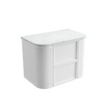Aulic 750mm Ramee RM750WMWF Fluted Wall Hung Vanity with Stone Top, Matte White