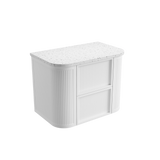 Aulic 750mm Ramee RM750WMWF Fluted Wall Hung Vanity with Stone Top, Matte White
