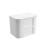 Aulic 750mm Ramee RM750WMWF Fluted Wall Hung Vanity with Stone Top, Matte White